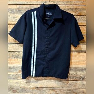 Size Medium black and white Rude button-up casual‎ colar shirt